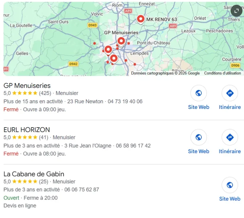 exemple d'une requête locale à Clermont-Ferrand